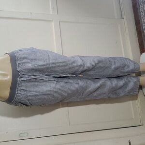 Ellen Tracy 100% Linen Women's Pants Drawstring Gray Striped Size M